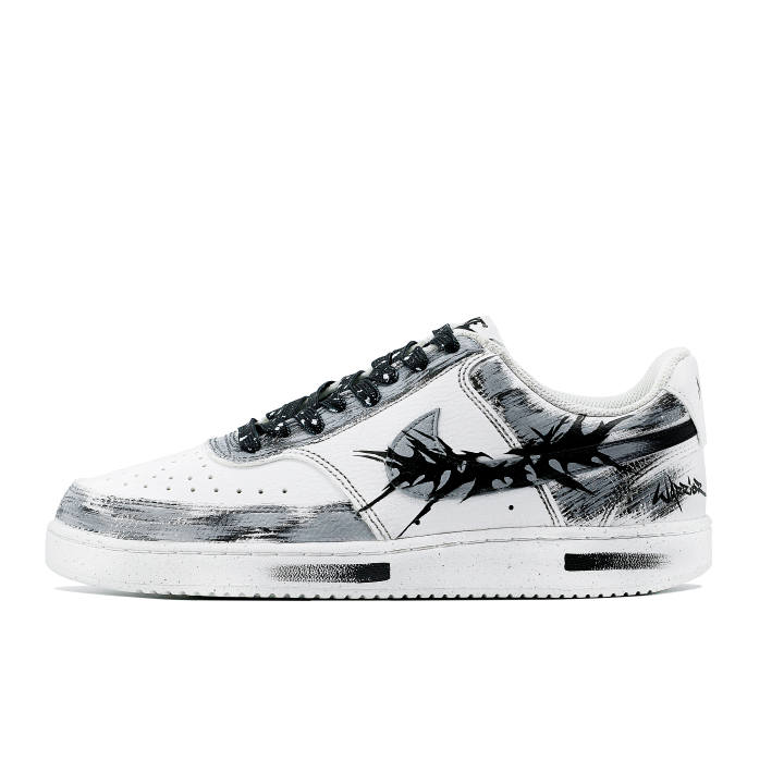 Nike Nike Court Vision 1 Leather Abrasion Resistant Low top Skateboard Shoes Men's Black White Gray