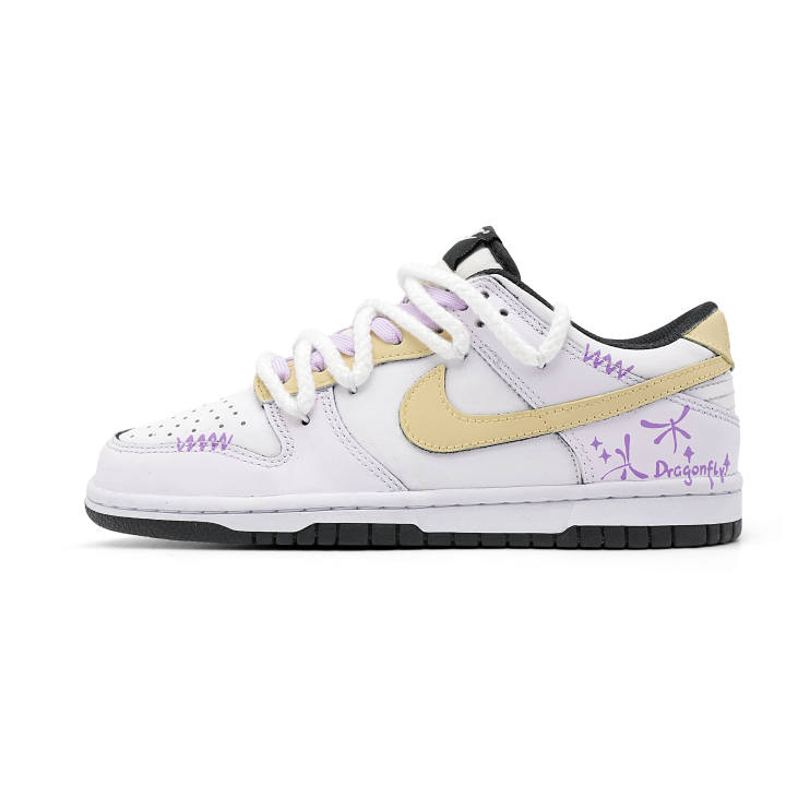 Nike Nike Dunk Purple Robe Dragonfly Lightweight And Breathable Low top Skateboard Shoes Women's White Purple