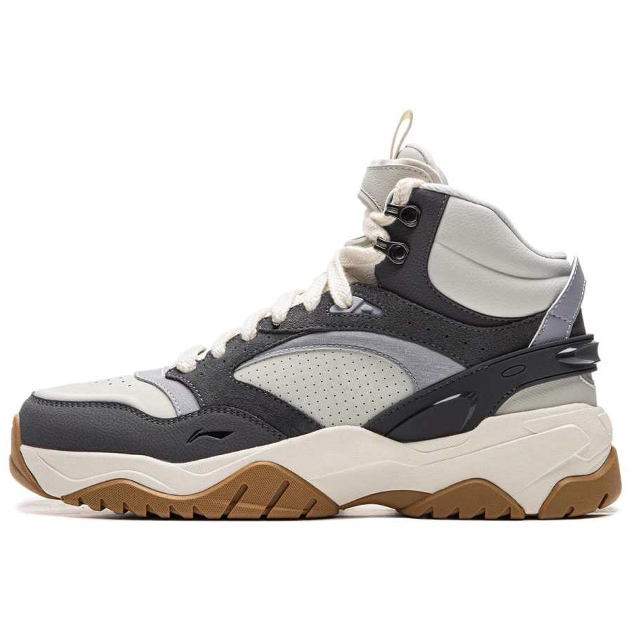 Li-Ning Li Ning Tianji 3.0 HI Slip Resistant Abrasion Resistant Mid top Skateboard Shoes Men's Gray Black