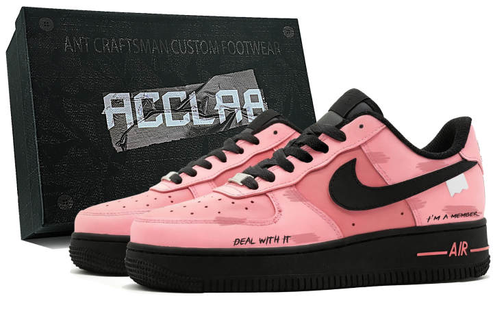 Nike Nike Air Force 1 Abrasion Resistant Low top Skateboard Shoes Unisex Black Pink
