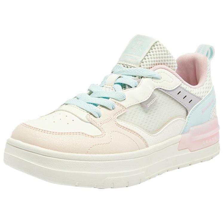 QIAODAN Slip Resistant Abrasion Resistant Low top Skateboard Shoes Women's White Pink Blue