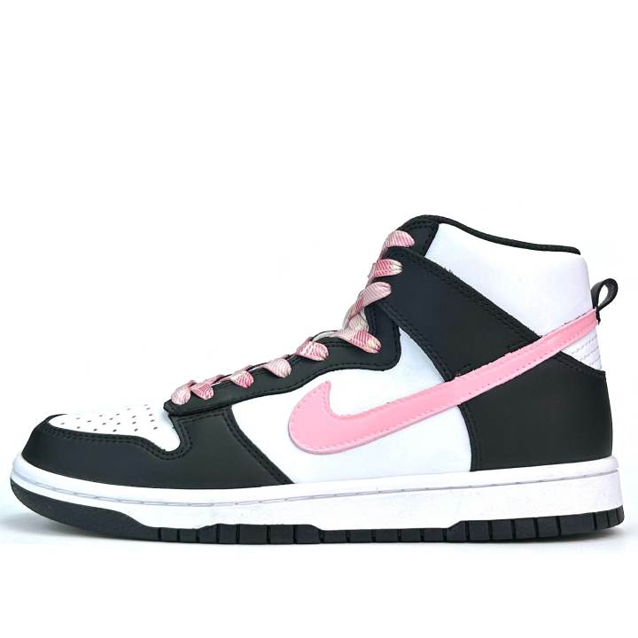 Nike Nike Dunk Slip Resistant Cushioning Abrasion Resistant High top Skateboard Shoes Unisex Black Pink