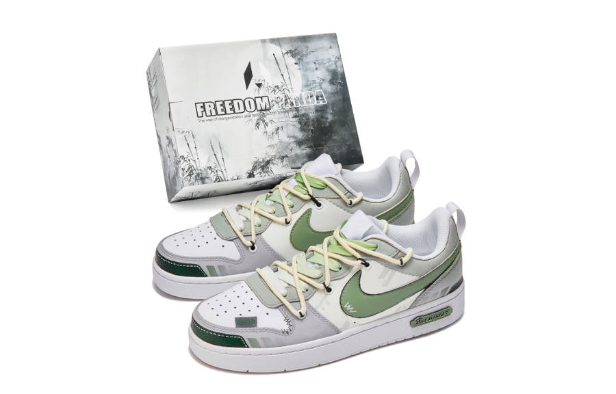 Nike Nike Court Borough Freedom Panda, Box, Geometric Jungle Slip Resistant Low top Skateboard Shoes Women's Green Gray