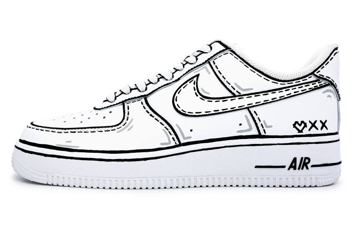 Nike Nike Air Force 1 Slip Resistant Abrasion Resistant Low top Skateboard Shoes Men's White Black