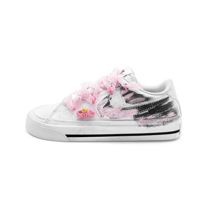 Nike Nike Court Legacy Smile Pasta Mesh Cushioning Low top Skateboard Shoes Unisex Pink White