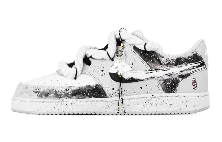 Nike Nike Court Vision Ruyi Crane Abrasion Resistant Low top Skateboard Shoes Men's White Gray