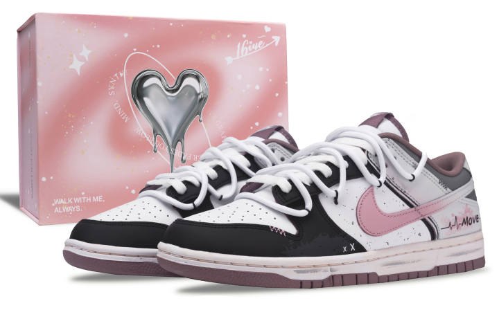 Nike Nike Dunk Misty City Romantic Abrasion Resistant Abrasion Resistant Low top Skateboard Shoes Unisex Black Pink