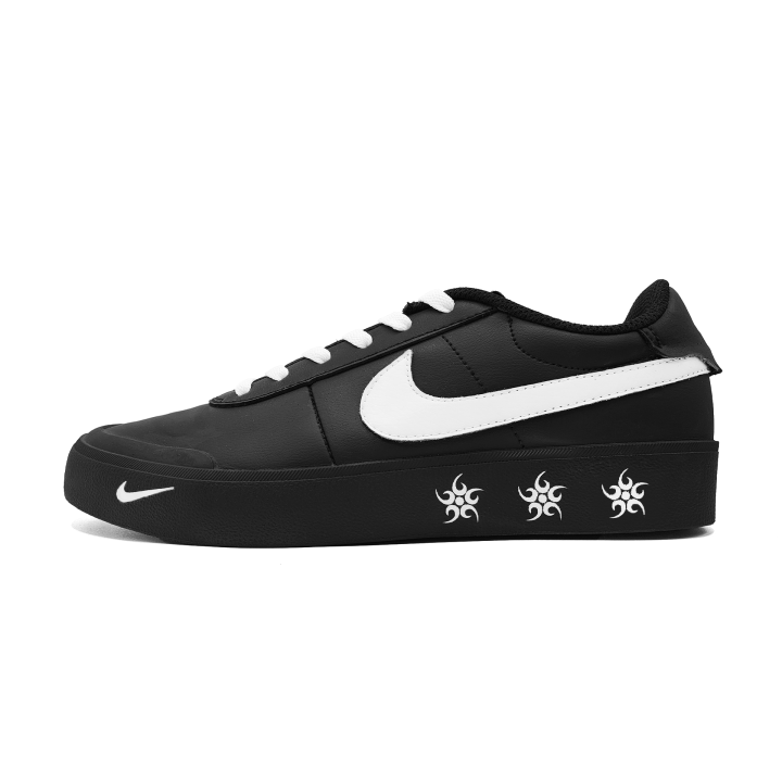 Nike Nike Court Shot Fire Pattern Leather Abrasion Resistant Abrasion Resistant Low top Skateboard Shoes Unisex White