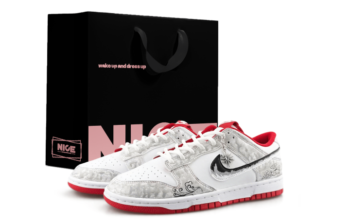 Nike Nike Dunk Abrasion Resistant Abrasion Resistant Low top Skateboard Shoes Unisex Gray White