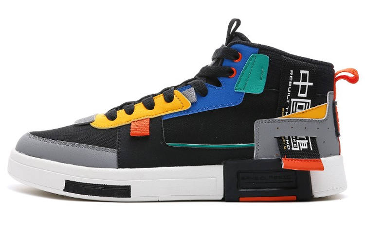 Erke Slip Resistant Cushioning Slip Resistant Cushioning High top Casual Skate Shoes Men's Black Blue