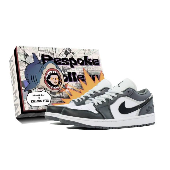 Jordan Jordan Synthetic Leather Low top Skateboard Shoes Unisex Black White