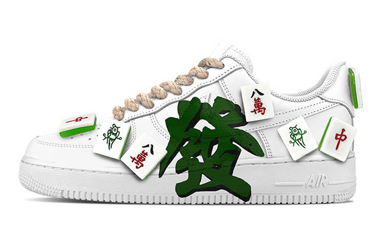 Nike Nike Air Force 1 LE Leather Slip Resistant Cushioning Abrasion Resistant Low top Skateboard Shoes GS Green White