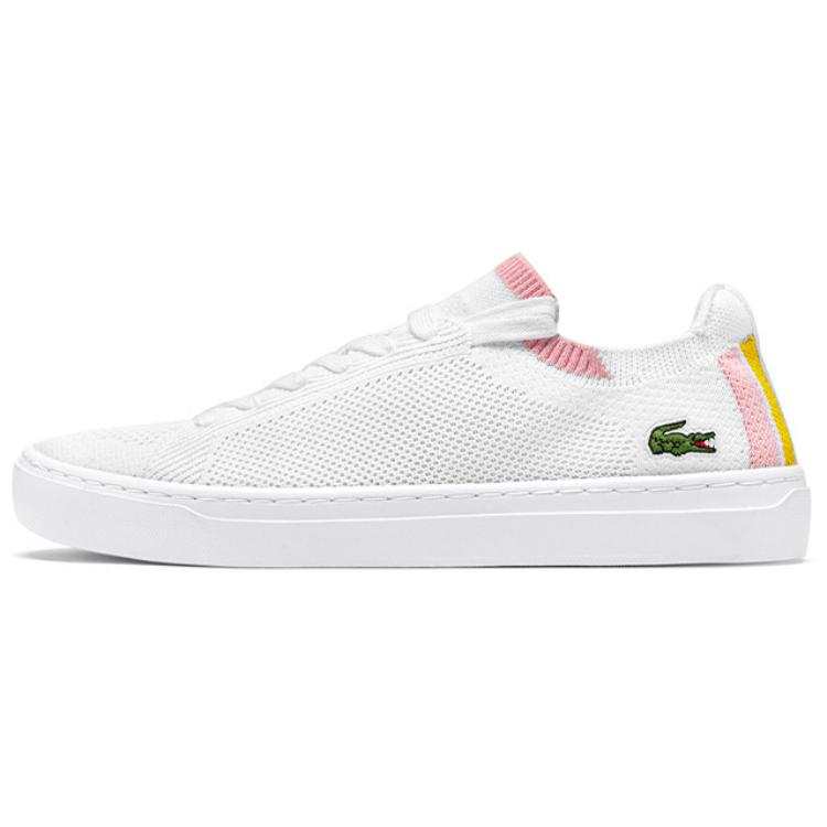 LACOSTE Fabric Breathable Low top Skateboard Shoes Women's White Pink