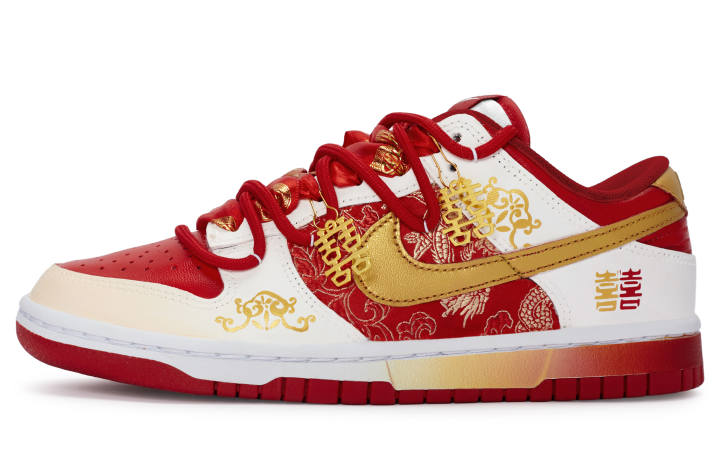 Nike Nike Dunk 811 Manufacturing, Auspicious Knot Of Matrimony Low top Skateboard Shoes Unisex White Gold