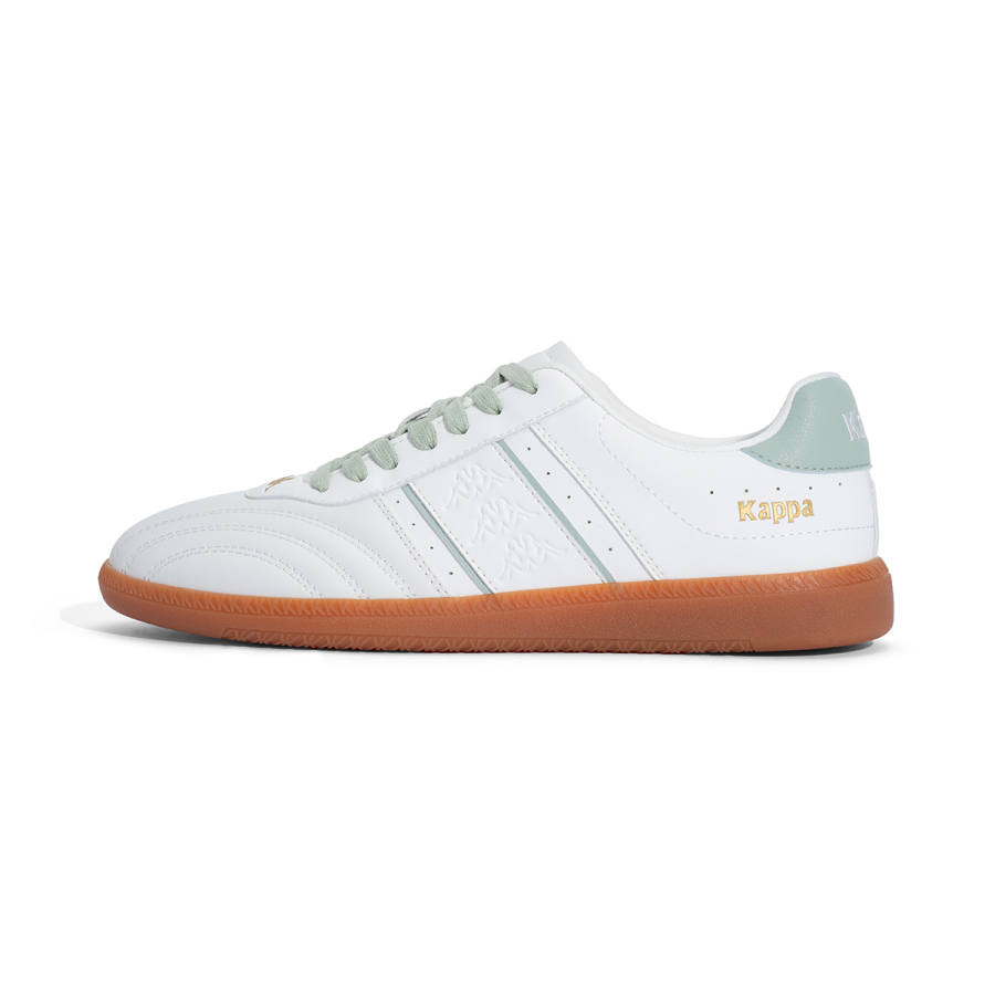 Kappa Leisurely Back to Back Synthetic Leather Low top Skateboard Shoes Unisex Classic White/Lake Green