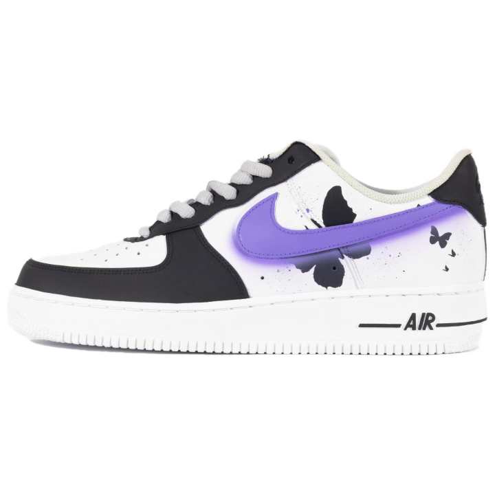 Nike Nike Air Force 1 Slip Resistant Abrasion Resistant Low top Skateboard Shoes Men's White Purple