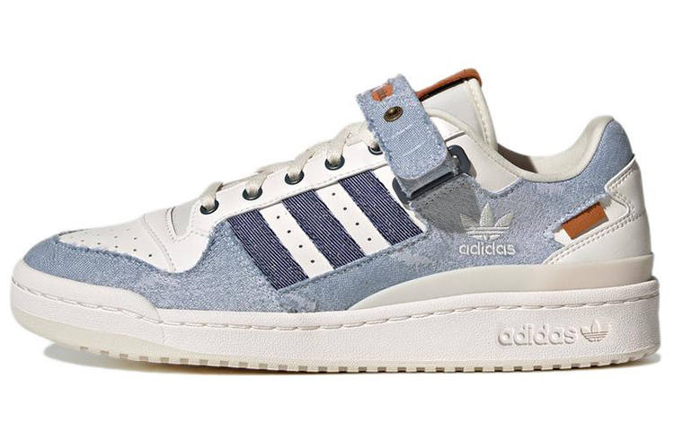Adidas Originals FORUM Low Synthetic Leather Skateboard Low top Skateboard Shoes Unisex Denim Blue