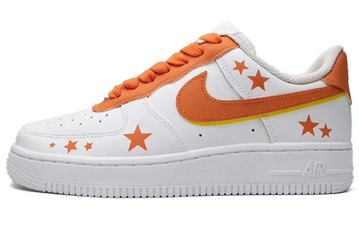 Nike Nike Air Force 1 Stars & Orange Cushioning Low top Skateboard Shoes Unisex Orange Red