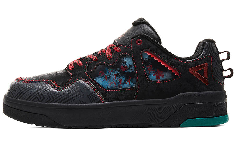 PEAK National Innovation Taichi, Ten Thousand Rocks And Words Synthetic Leather Low top Skateboard Shoes Men's Black