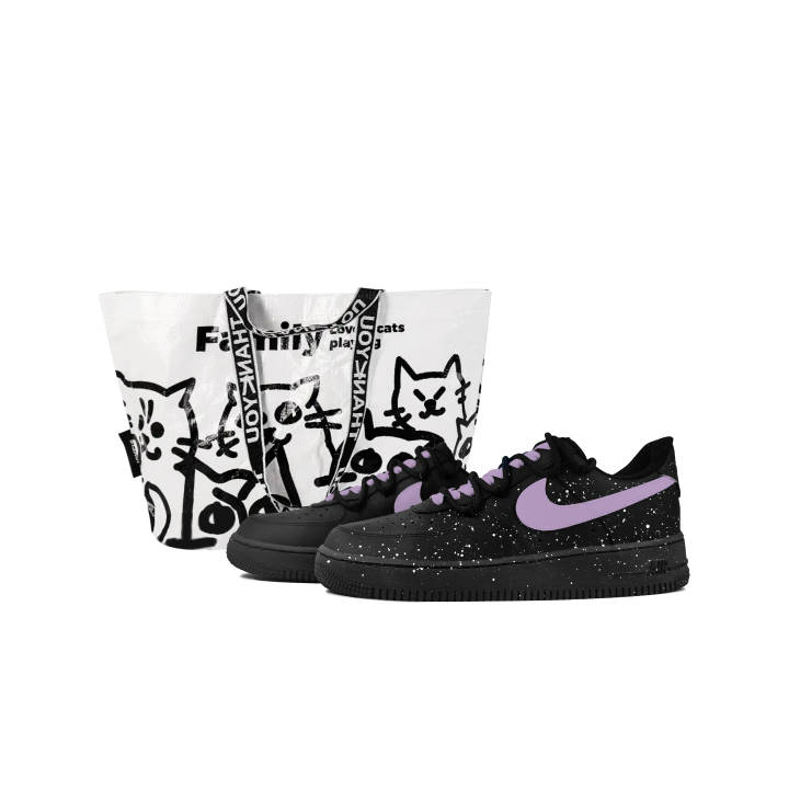 Nike Nike Air Force 1 Slip Resistant Abrasion Resistant Low top Skateboard Shoes Unisex Black Purple