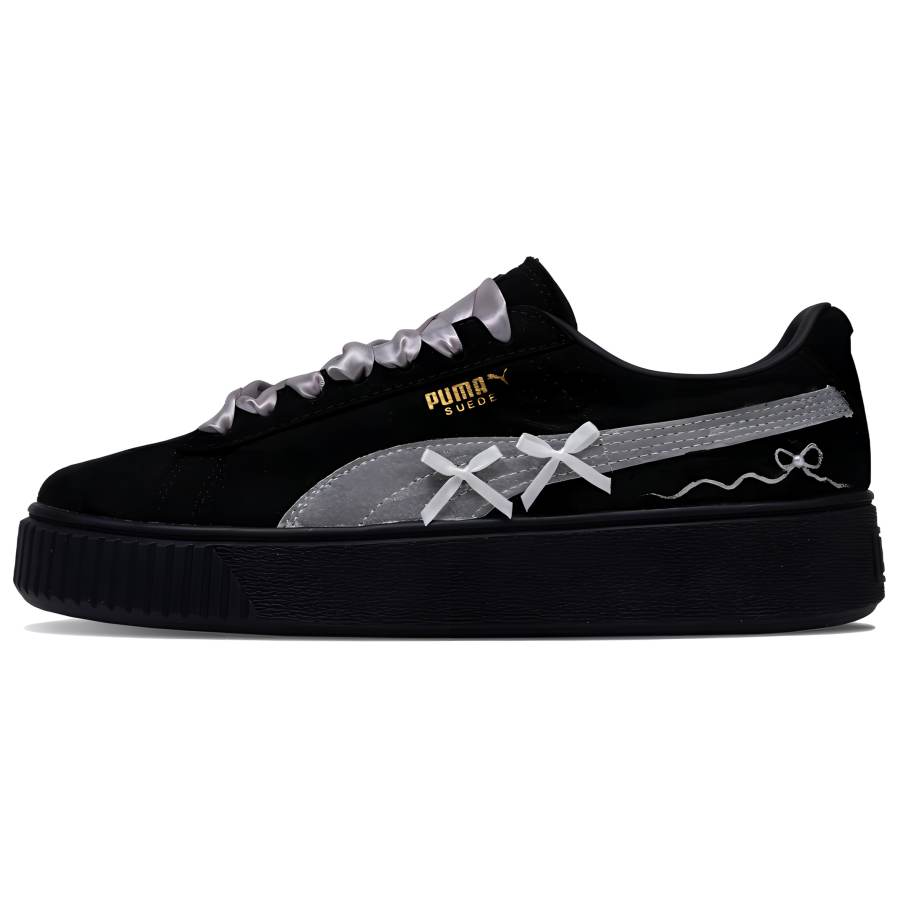 PUMA Platform Slip Resistant Abrasion Resistant Low top Skateboard Shoes Women's Black
