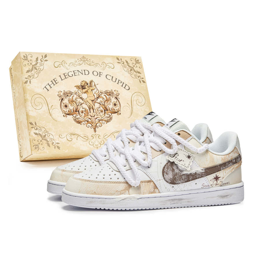 Nike Nike Court Vision 1 P.M.S Box, Desert Star Non Slip And Waterproof Low top Skateboard Shoes Men's Orange White