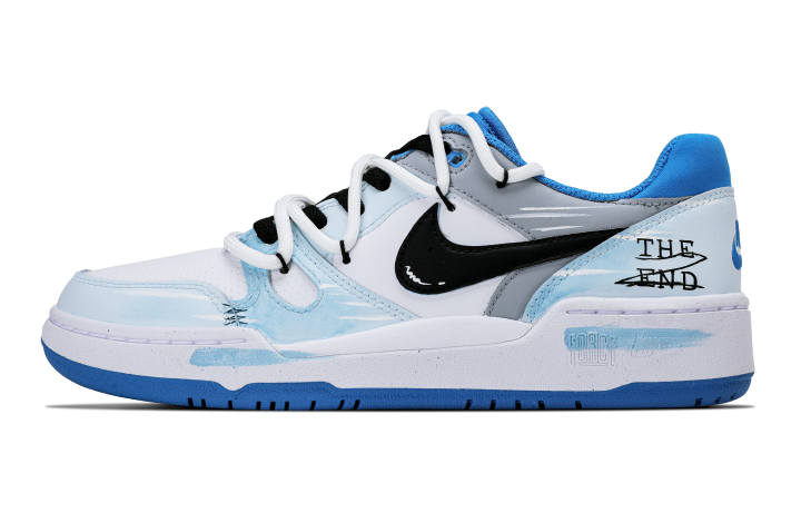 Nike Nike Full Force Gray Blue White Fluff Abrasion Resistant Abrasion Resistant Low top Skateboard Shoes Men's White Blue