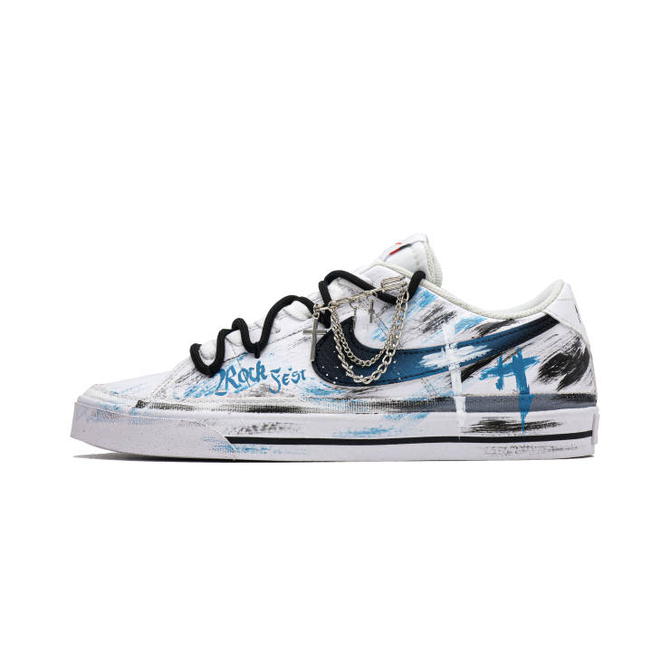 Nike Nike Court Legacy Cross Gothic Abrasion Resistant Low top Skateboard Shoes Unisex Black Blue