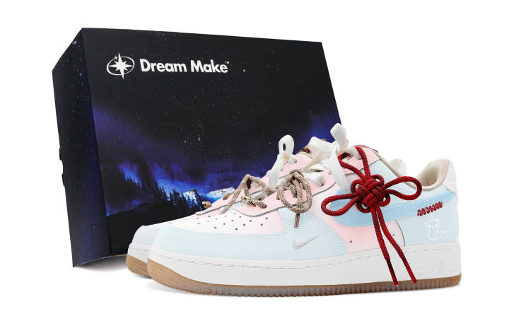 Nike Nike Air Force 1 Slip Resistant Abrasion Resistant Low top Skateboard Shoes Women's Light Blue Pink