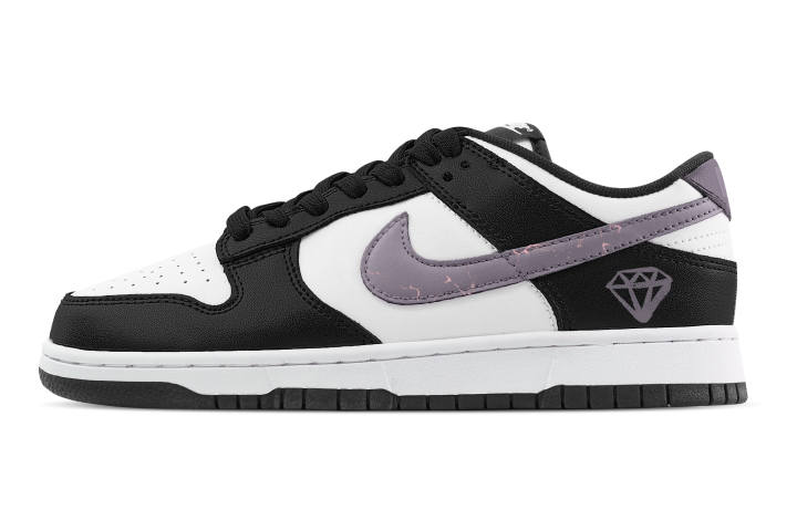 Nike Nike Dunk Crackle Purple Diamond Abrasion Resistant Low top Skateboard Shoes Unisex Black Purple