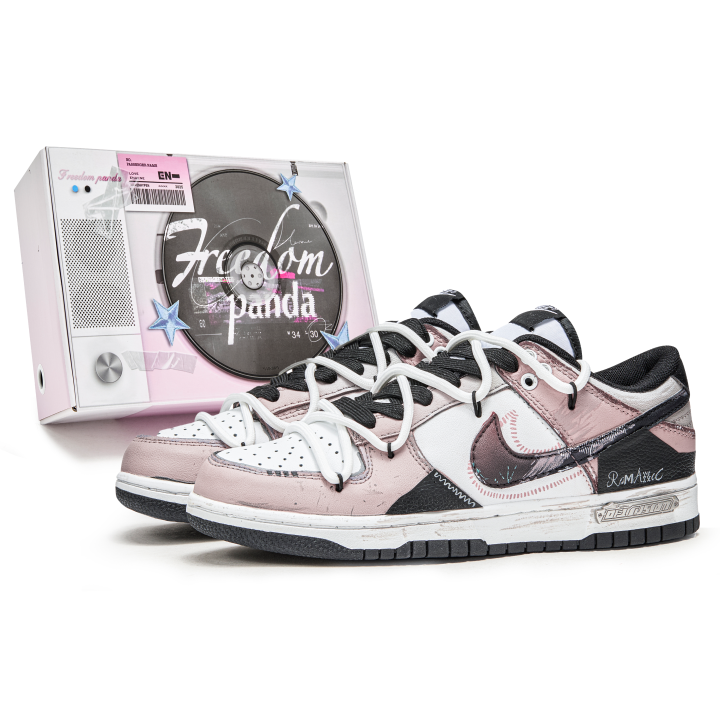 Nike Nike Dunk Slip Resistant Abrasion Resistant Low top Skateboard Shoes Unisex Black White Pink
