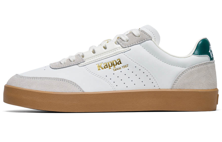 Kappa Back to Back Slip Resistant Abrasion Resistant Low top Skateboard Shoes Unisex White Gray Brown