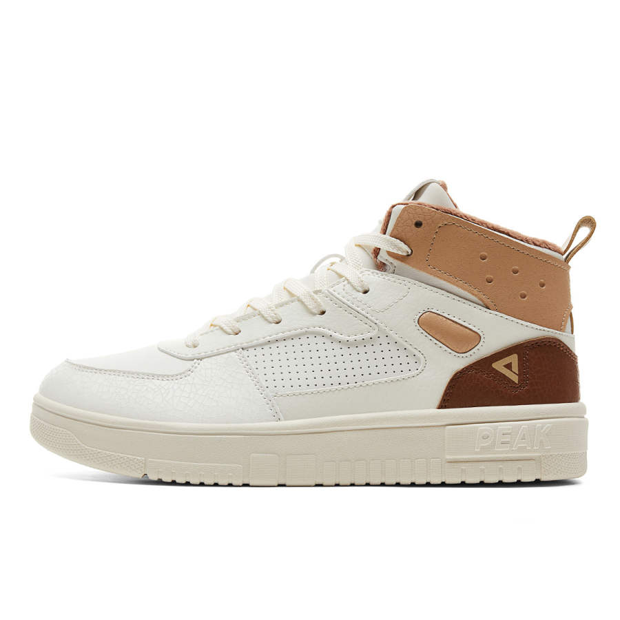PEAK Thermal Slip Resistant Thermal Slip Resistant High top Skateboard Shoes Women's White Brown
