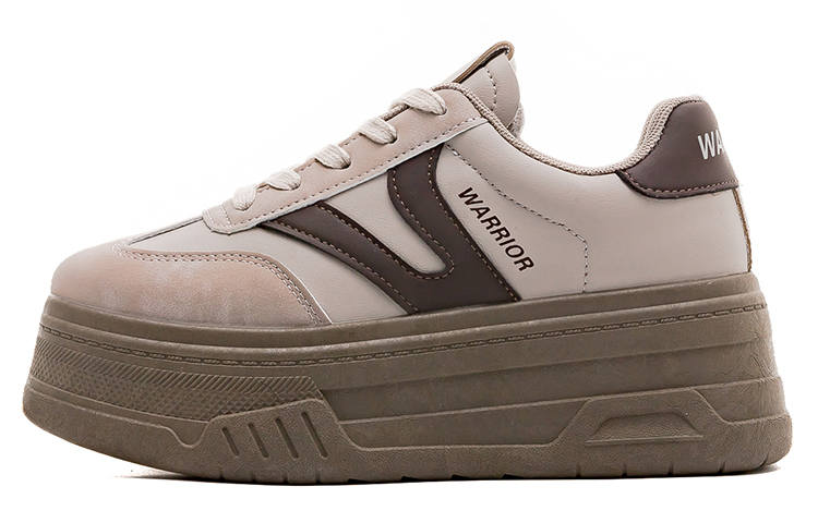 Warrior Synthetic Leather Lightweight Height Increasing Low top Skateboard Shoes Women's Coffee Brown