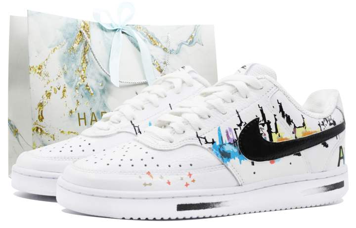 Nike Nike Court Vision 1 Low Holiday Limited Edition Low top Skateboard Shoes Men's Black Blue White