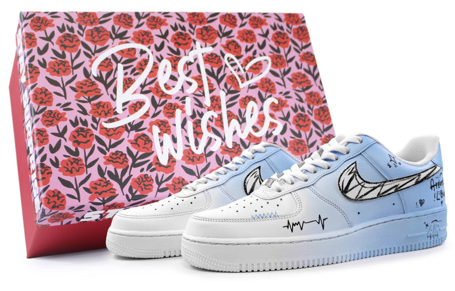 Nike Nike Air Force 1 Love Abrasion Resistant Low top Skateboard Shoes Unisex Light Blue