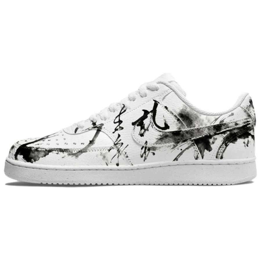 Nike Nike Court Vision 1 Chinese Style Painting Leather Abrasion Resistant Low top Skateboard Shoes Men's Black White