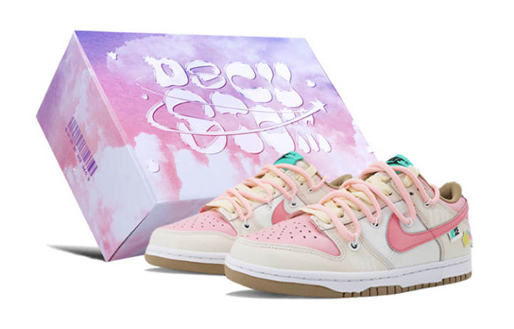 Nike Nike Dunk Leather Slip Resistant, Abrasion Resistant, Lightweight Low top Skateboard Shoes GS Pink White Mocha