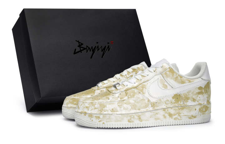 Nike Nike Air Force 1 Slip Resistant Abrasion Resistant Low top Skateboard Shoes Unisex White Mud Yellow