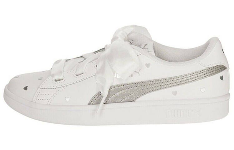 PUMA Smash V2 Ribbon Retro Low Tops Casual Skateboarding Shoes White Women's