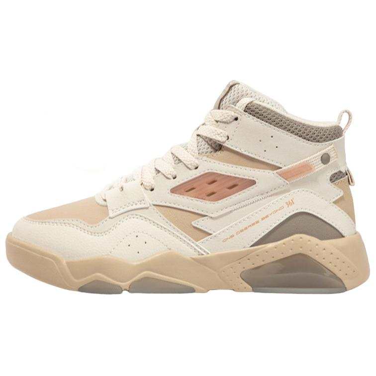 361° Fleece Lined Fashion Comfortable Slip Resistant Abrasion Resistant High top Skateboard Shoes Women's Beige Brown