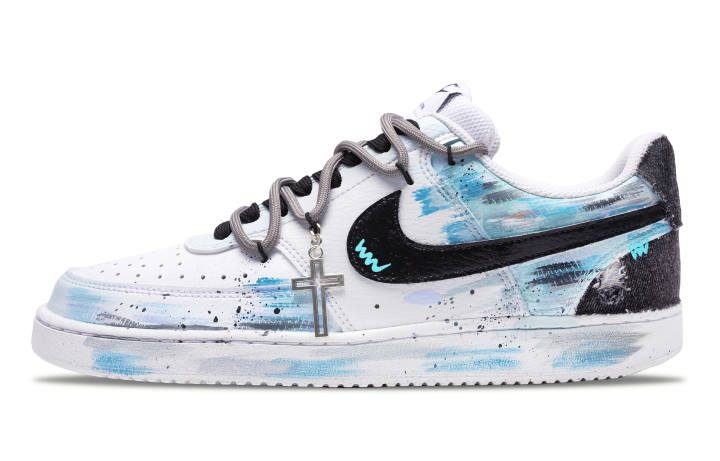 Nike Nike Court Vision Low Impact Resistance And Abrasion Resistant Low top Skateboard Shoes Unisex Peacock Blue