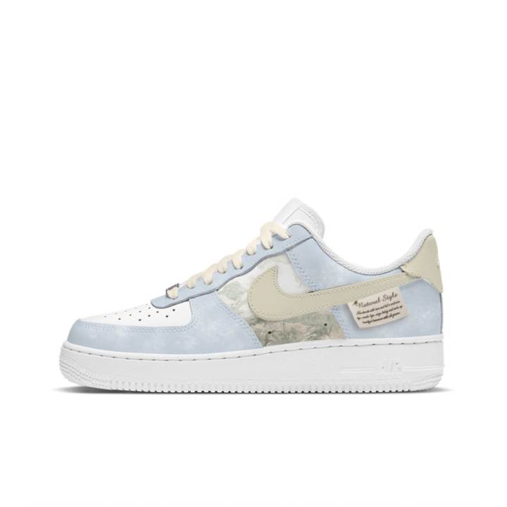 Nike Nike Air Force 1 Low Slip Resistant Low top Skateboard Shoes Women's Beige Blue