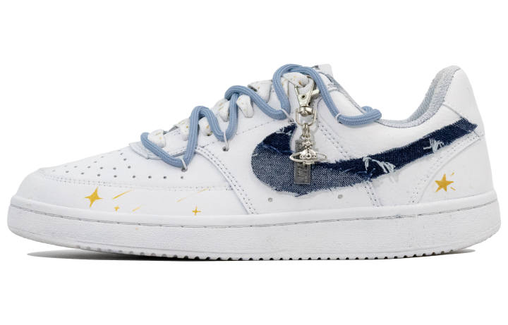 Nike Nike Court Vision Star Wish Abrasion Resistant Low top Skateboard Shoes Unisex White Blue