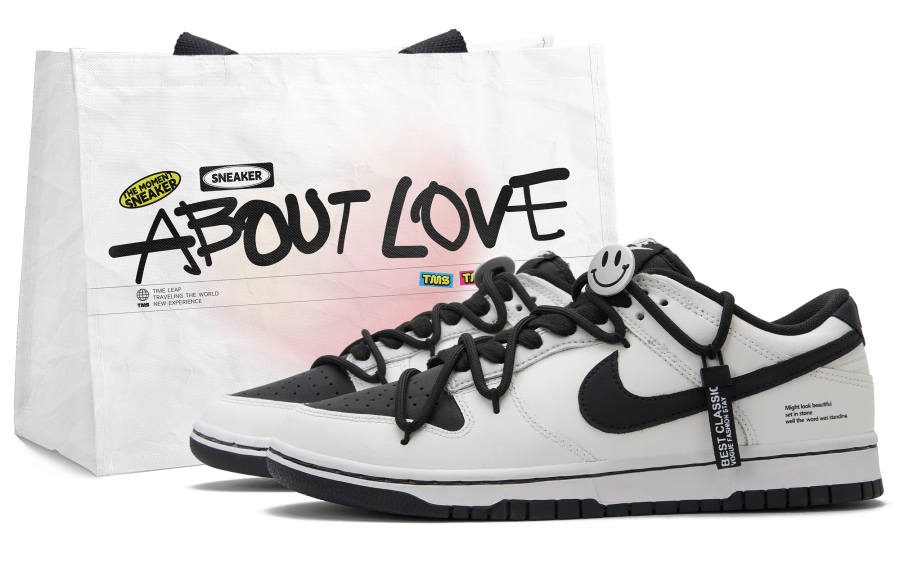 Nike Nike Dunk Silver Screen Silent Comedy 2.0 Abrasion Resistant Low top Skateboard Shoes Unisex Black White
