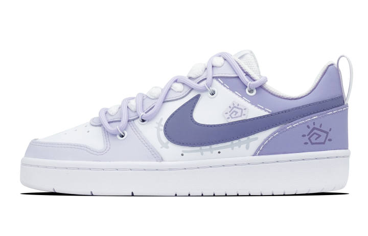 Nike Nike Court Borough Coverage Cushioning Abrasion Resistant Low top Skateboard Shoes GS White Purple