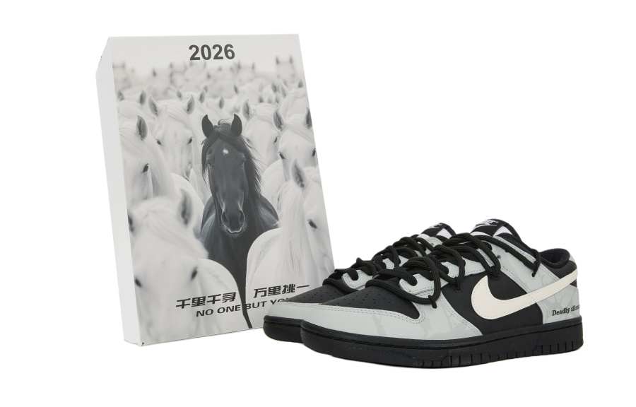 Nike Nike Dunk Abrasion Resistant Low top Skateboard Shoes Unisex Black Gray