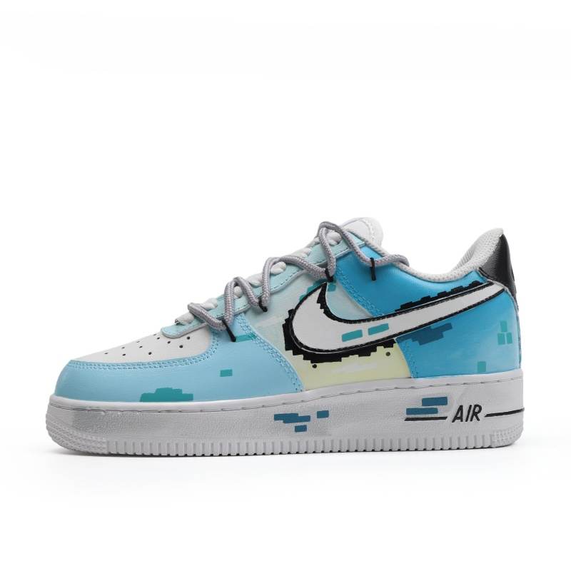 Nike Nike Air Force 1 Pixel Dot Patent Leather Low top Skateboard Shoes Unisex Blue