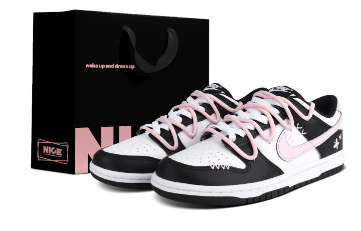 Nike Nike Dunk Abrasion Resistant Low top Skateboard Shoes Unisex Black Pink