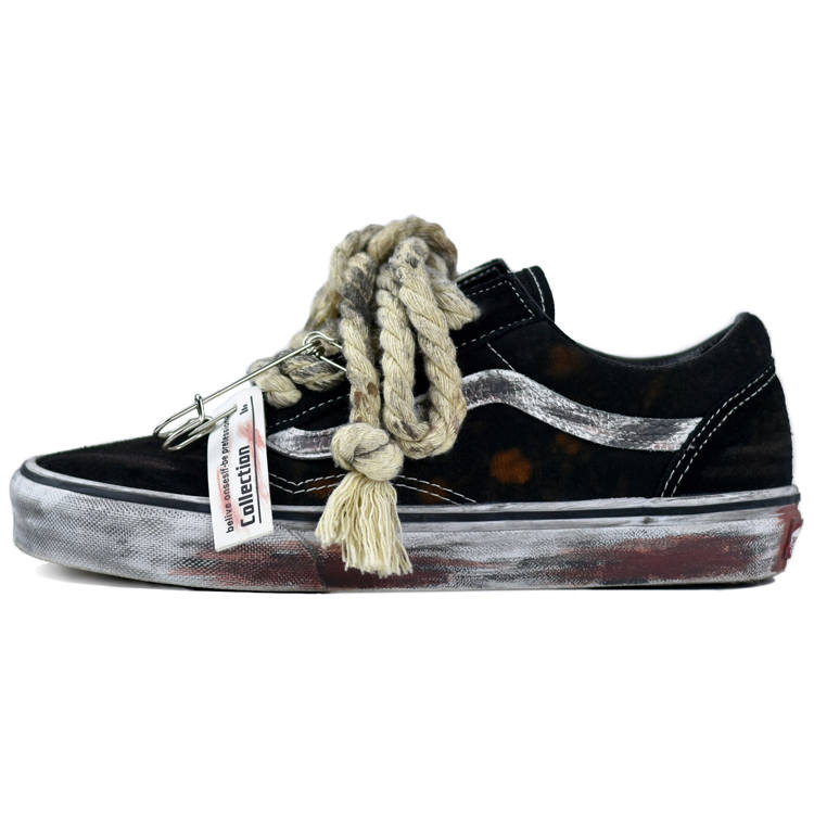 Vans Old Skool Slip Resistant Abrasion Resistant Low top Skateboard Shoes Unisex Black White